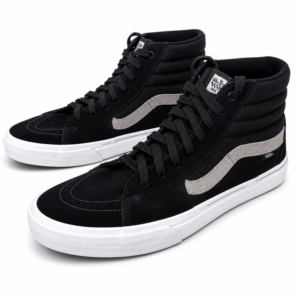 Vans BMX Sk8-Hi Black Gray White Mens Size 11.5 High Top Skate Shoes EUC